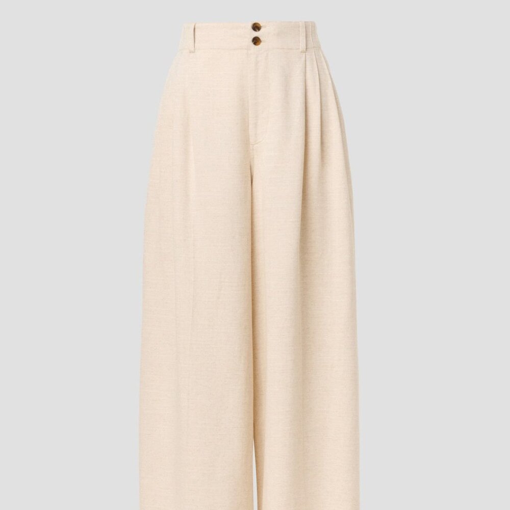 CeCe Pleated Wide Leg Trousers Off-White, 10 - Picture 4 of 17